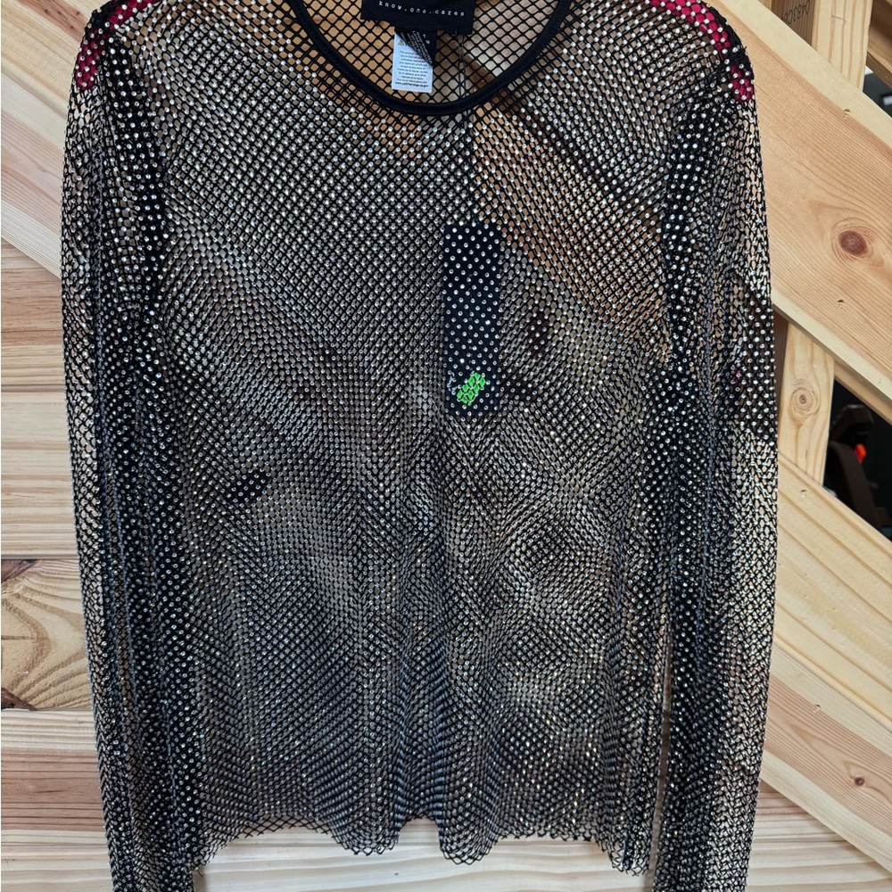 Black Mesh Long Sleeve Top